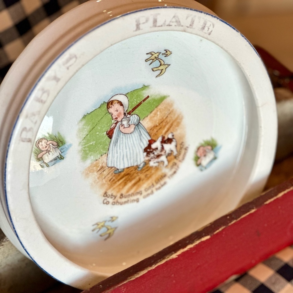Theodore Haviland Limoges Baby Plate Featuring Baby Bunting Nursery Rhyme